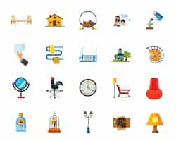 Free vector household icon set