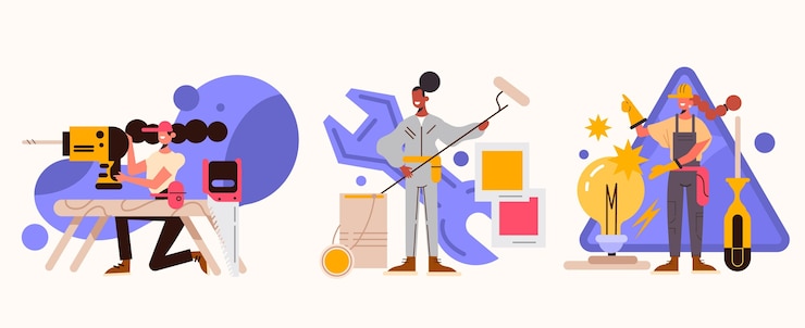 Free Vector household and renovation professions