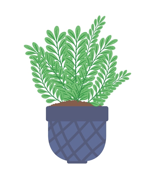 Vettore gratuito pianta d'appartamento in pentola blu icona della natura