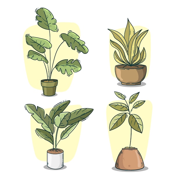 Бесплатное векторное изображение Сбор комнатных растений