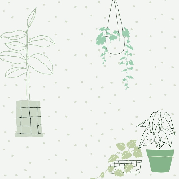 Houseplant doodle background vector with blank space