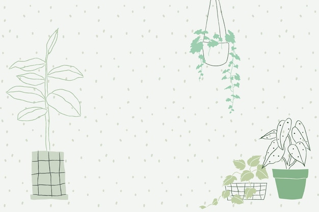 Houseplant doodle background vector with blank space