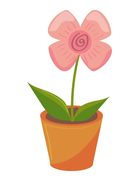 Vettore gratuito pianta d'appartamento con l'icona del fiore rosa