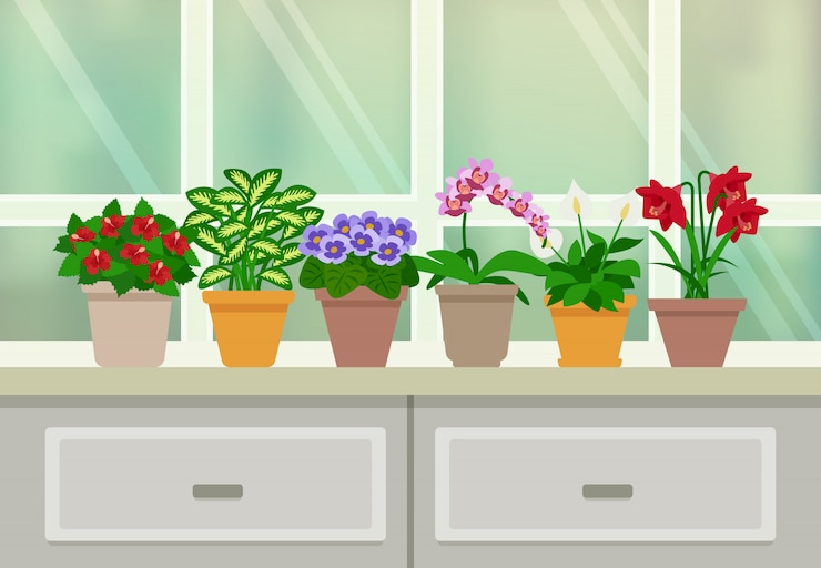 मुफ़्त वेक्टर houseplants background illustration 