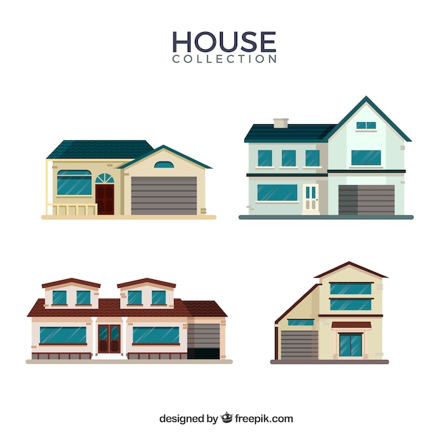 Free vector houses collection in flat style