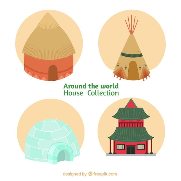 Free vector houses of diferent cultures