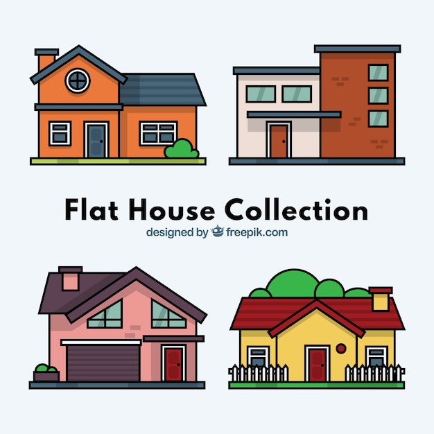 Free vector houses of different type collection