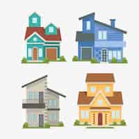 Бесплатное векторное изображение Дома плоский дизайн иллюстраций