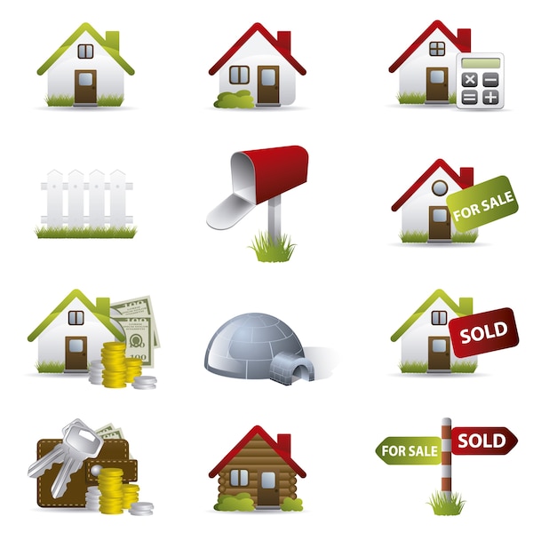 Free vector houses icon collecti