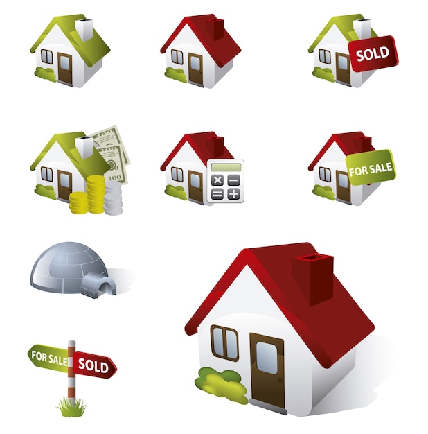 Free vector houses icons collection