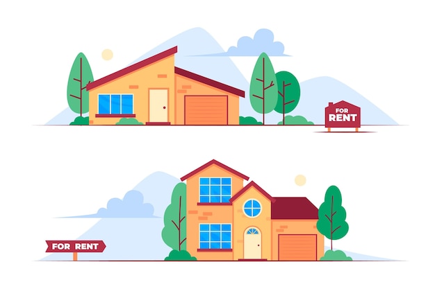 Free vector houses for sale and for rent flat design illustration