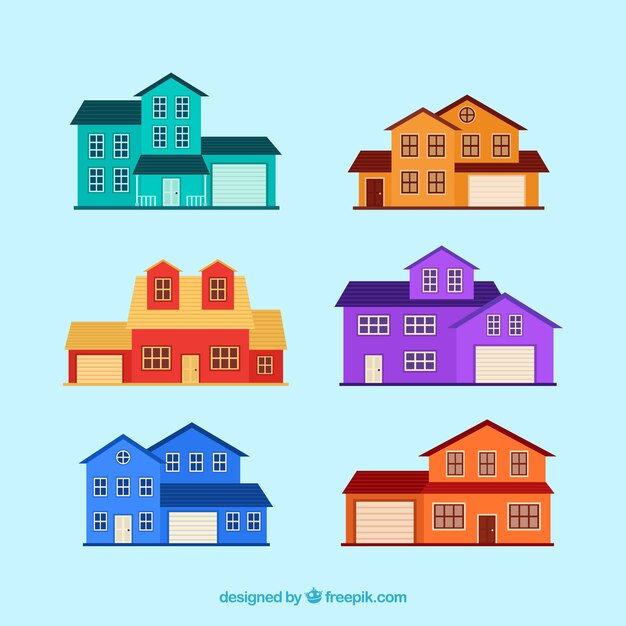 Houses in various colors