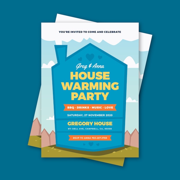 Free vector housewarming event invitation style