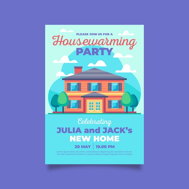 Free vector housewarming party invitation template concept