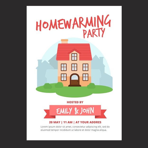 Housewarming party invitation template theme