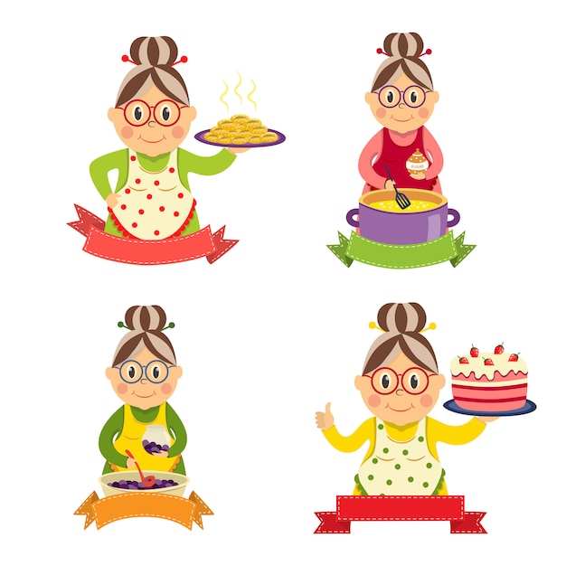 Free vector housewife characters set