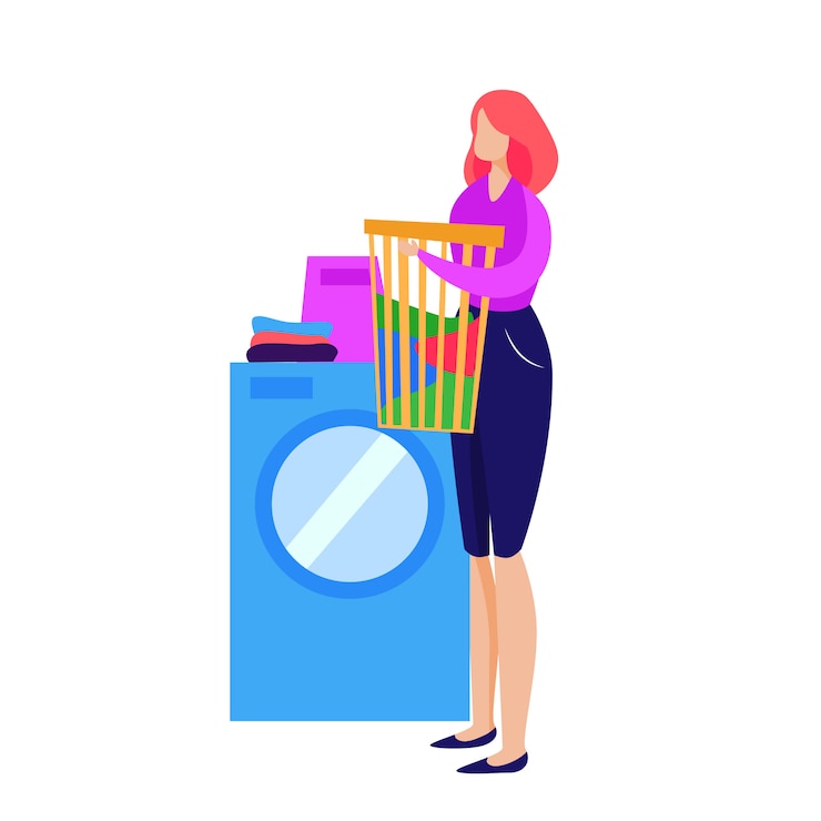 Free Vector housewife doing laundry
