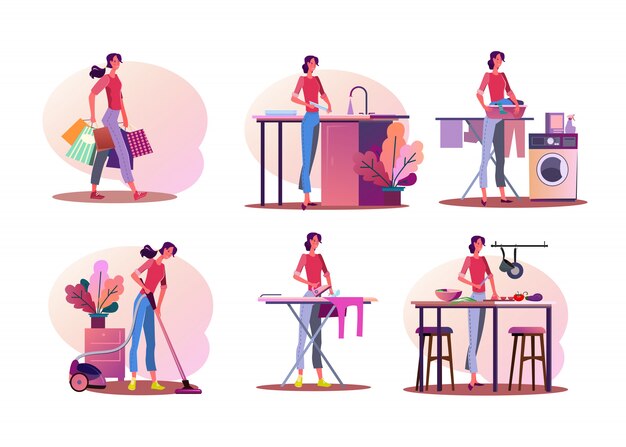 Housework illustration set
