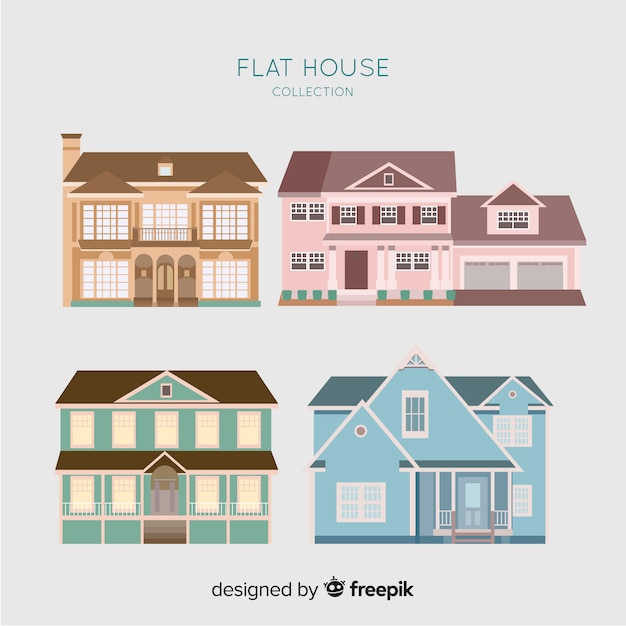 Housing collection in flat style