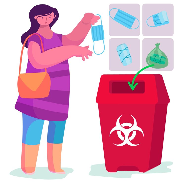 Free Vector how to dispose the face mask properly