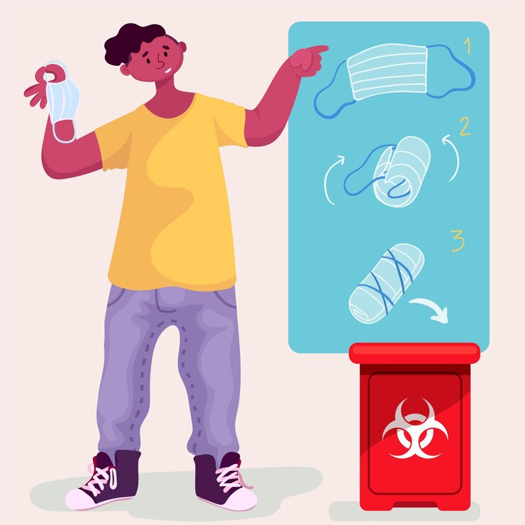 Free Vector how to dispose the face mask properly