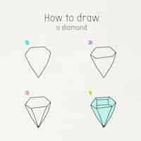 Free vector how to draw a diamond doodle tutorial vector
