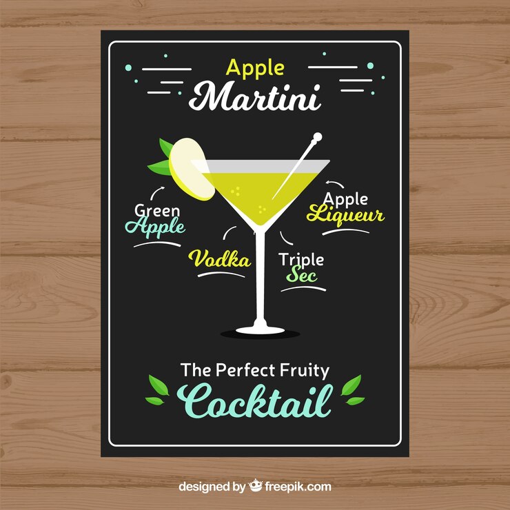 Free Vector how to make a martini with apple