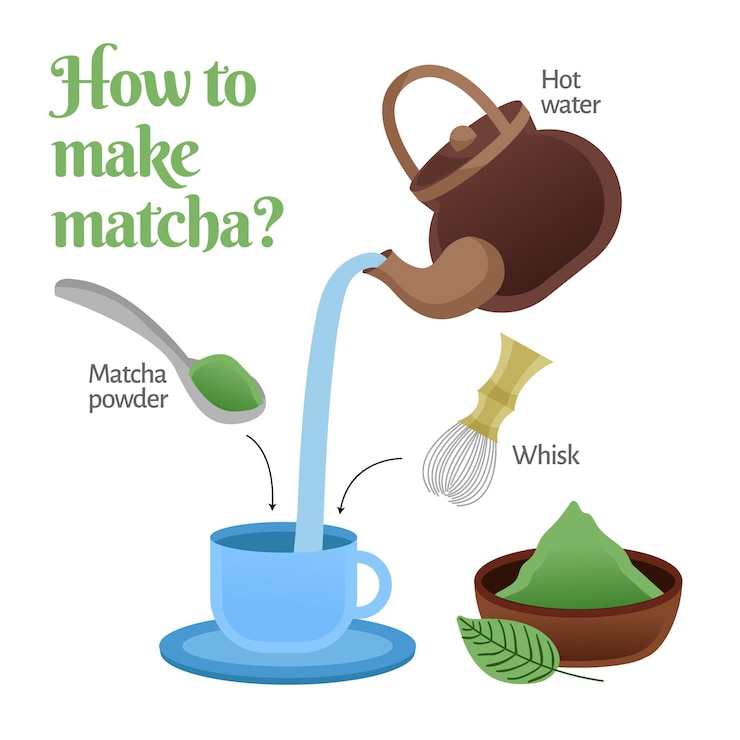 Free Vector how to make matcha illustration