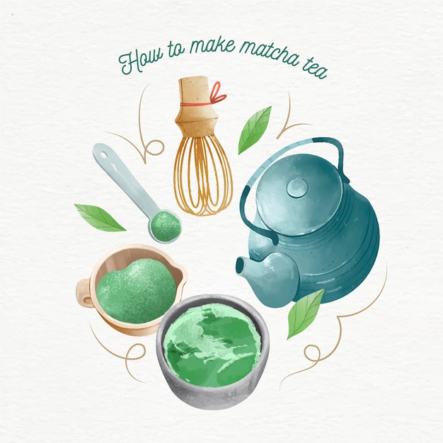 How to make matcha illustration