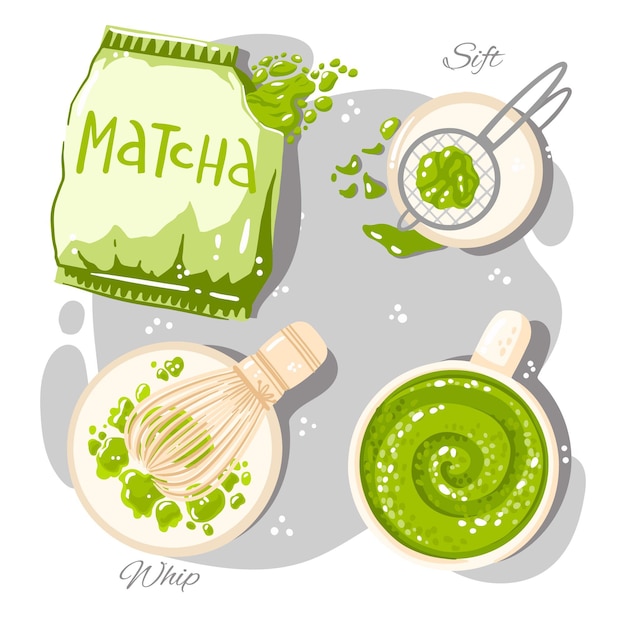 Free vector how to make matcha