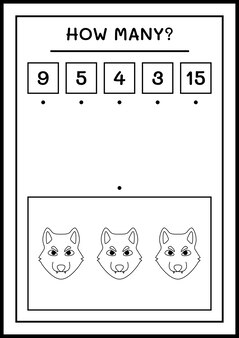 Сколько волк, игра для детей. векторная иллюстрация, лист для печати