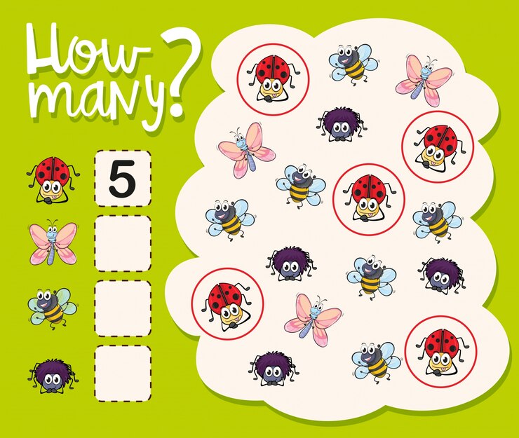 Free Vector how many worksheet with many insects