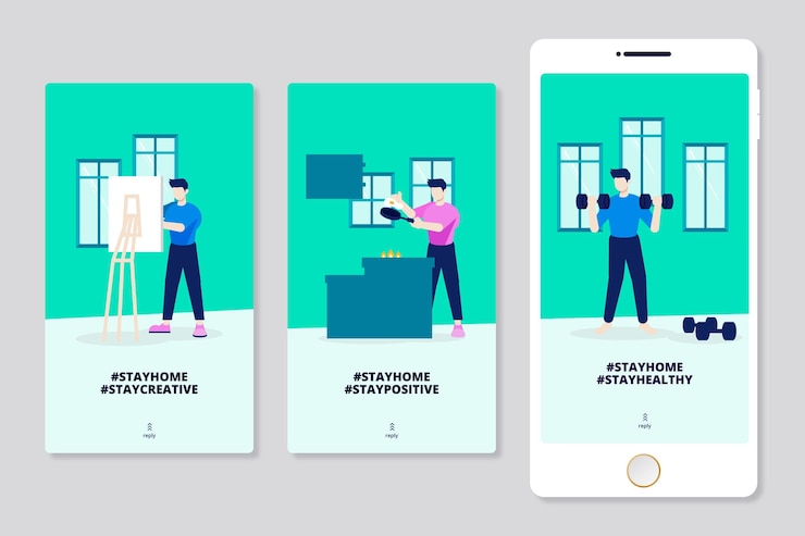 Free Vector how to stay positive during the coronavirus instagram stories
