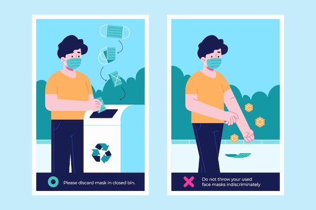 無料ベクター フェイスマスクを適切に廃棄する方法