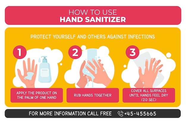 Free vector how to use hand sanitizer infographic