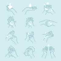 Free vector how to wash your hands icon set