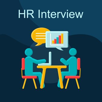 Hr interview flat concept vector icon. job interviewing idea cartoon color illustrations set. employment, recruitment. analytical skills testing. meeting, conversation. isolated graphic design element