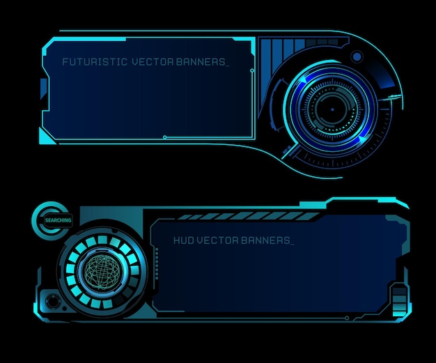 Футуристические баннеры интерфейса hud с расположением на карте мира