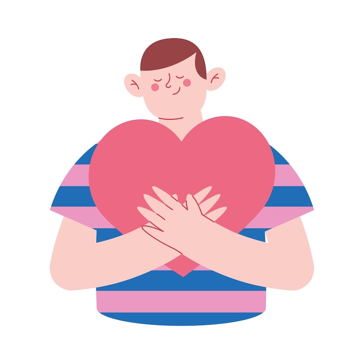 無料Vector 抱きしめる日のイラスト - 男がハートを抱きしめている