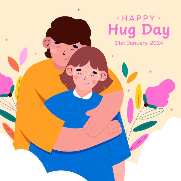 Free vector hug day illustration