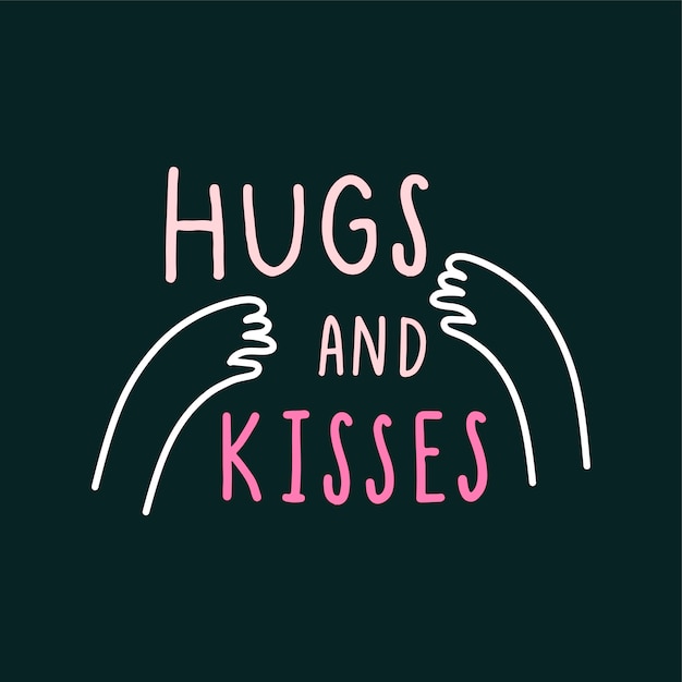 Free vector hug and kisses with loving arms vector