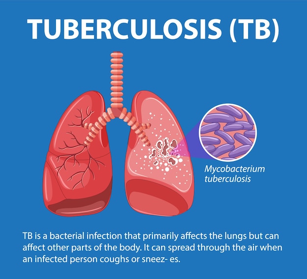 Free vector human anatomy of lung with tuberculosis infographic