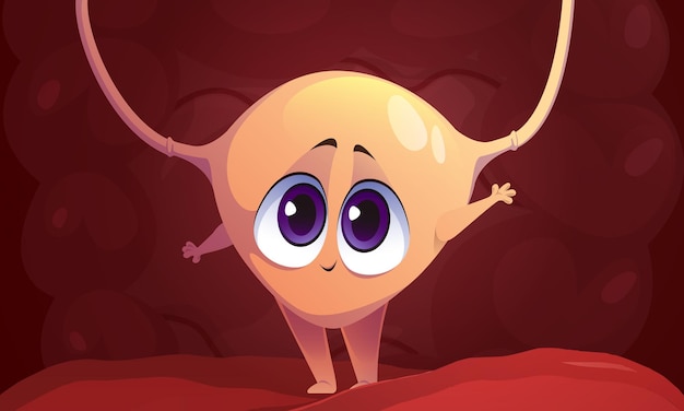 Human bladder cartoon character internal organ