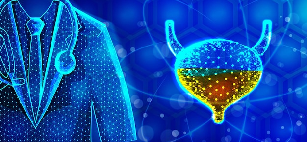 Бесплатное векторное изображение Специалист по мочевому пузырю человека анатомия человека абстрактные низкополигональные конструкции wireframe mesh background vector illustration