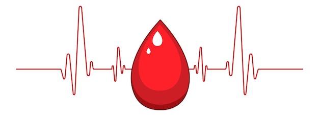 Free vector human blood with heart rate on white background