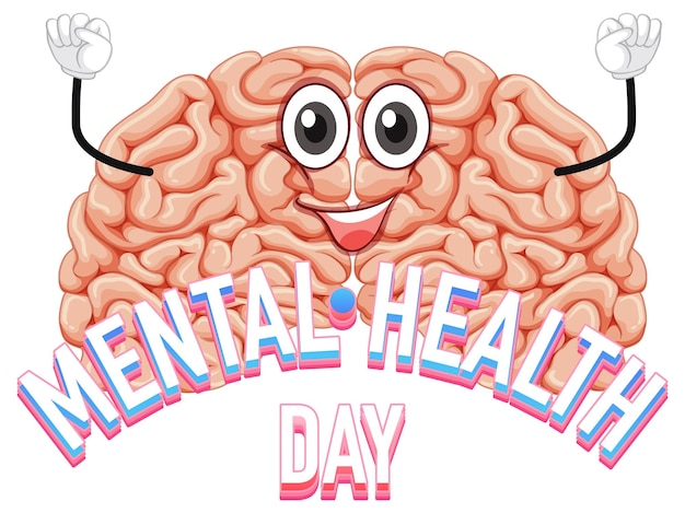 Free Vector human brain on poster for mental health day