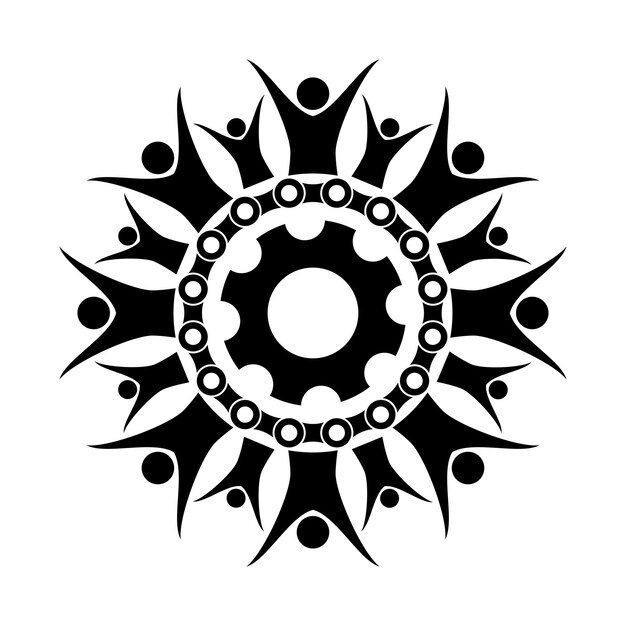 Human chain gear icon logo design