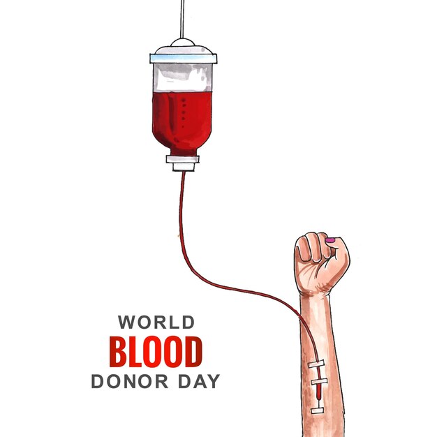 Human donates blood world blood donor day card design