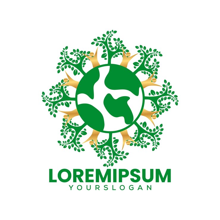 Free Vector human earth and tree icon logo design vector