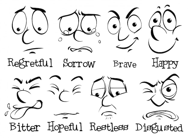 Free vector human face with different emotion